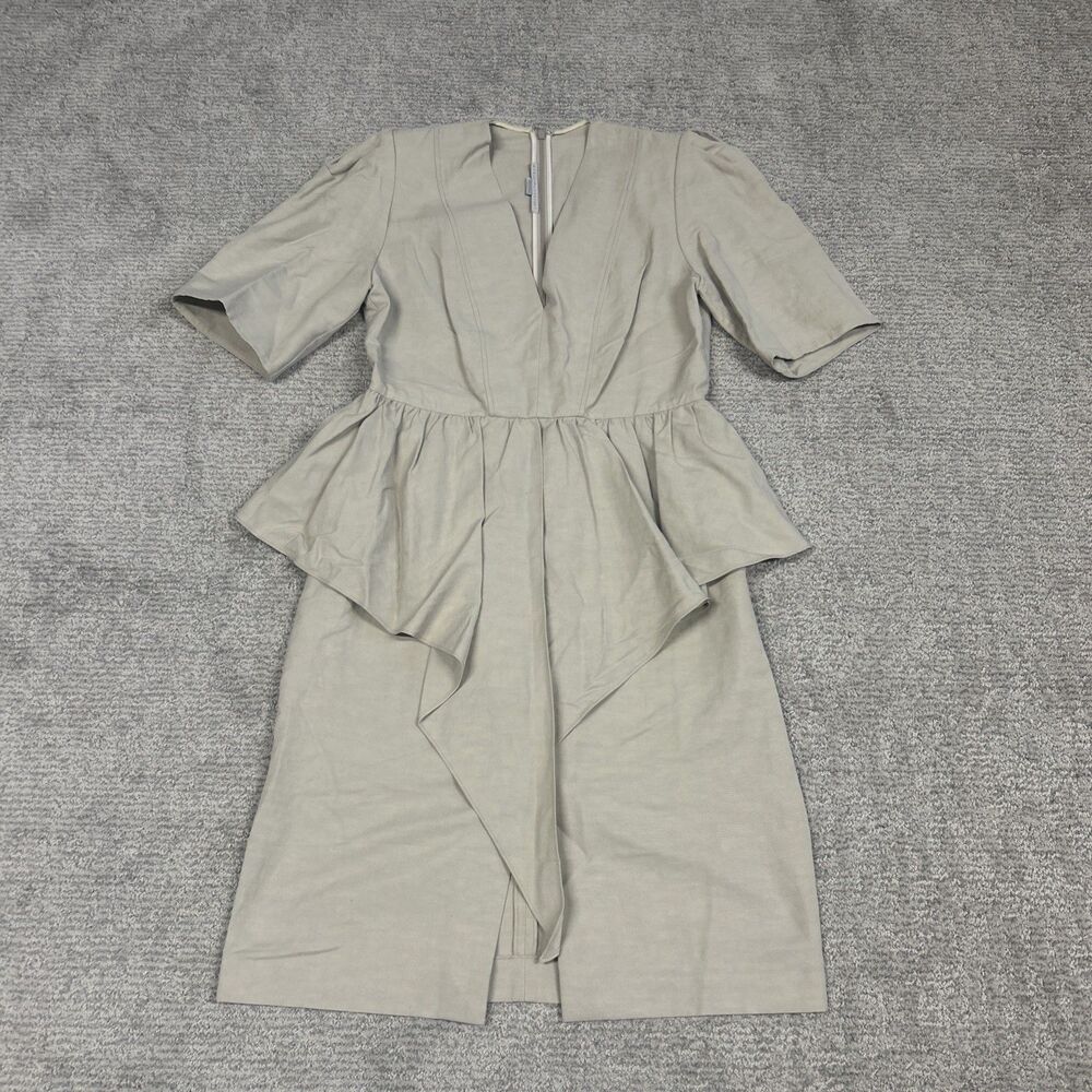 Stella McCartney Dress Womens 42 Beige Peplum Short Sleeve Chic Office US 8/10